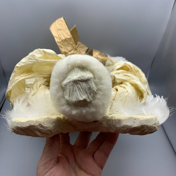 16" Angel Tree Topper Porcelain Face & Hands Cream & Gold Dress - Picture 6 of 12